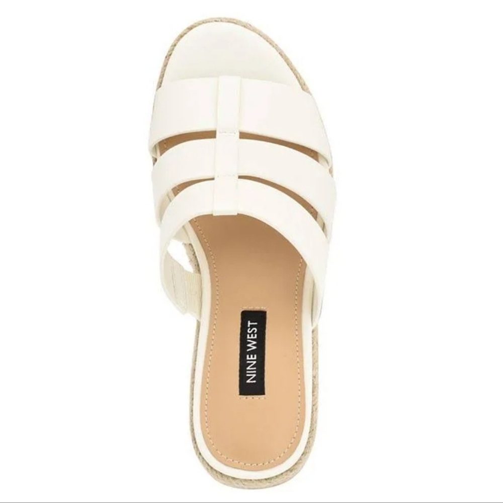 New w/o Box Nine West Keran 3 Vegan Leather Slip-On Espadrille Platform Wedges - Picture 3 of 6